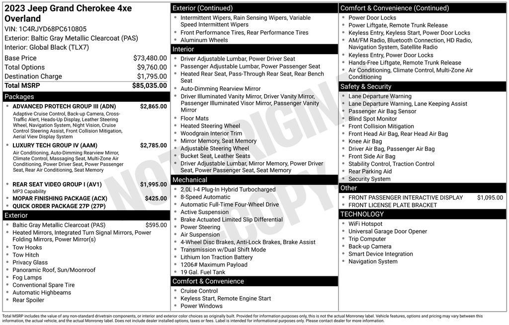 New 2023 Jeep Grand Cherokee Overland w/ Advanced Protech Group III AWD/4WD image 31