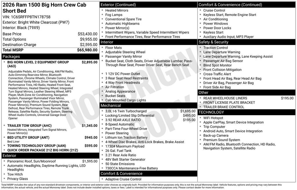 New 2026 RAM 1500 Big Horn AWD/4WD image 6