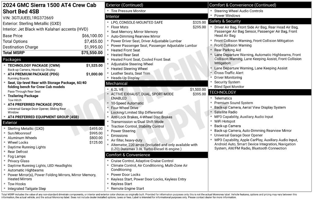 Used 2024 GMC Sierra 1500 AT4 w/ Technology Package AWD/4WD image 10
