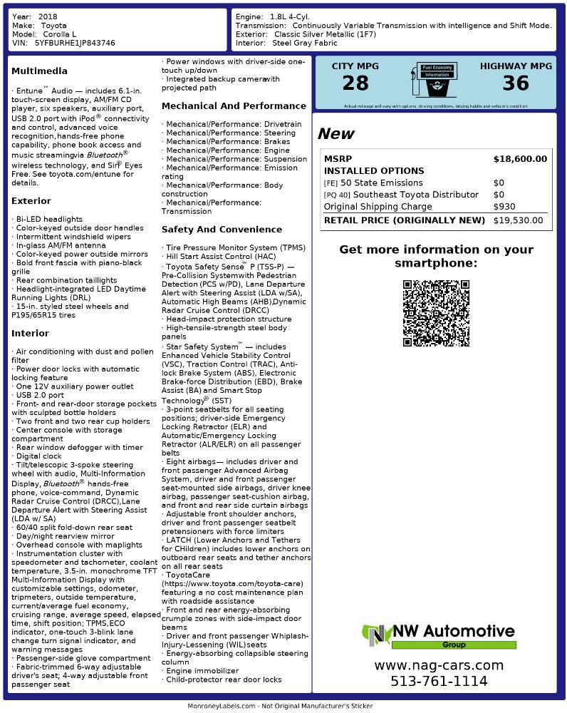 Used 2018 Toyota Corolla L FWD image 2