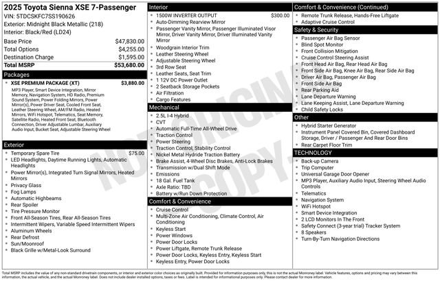 Used 2025 Toyota Sienna XSE w/ XSE Premium Package AWD/4WD image 4