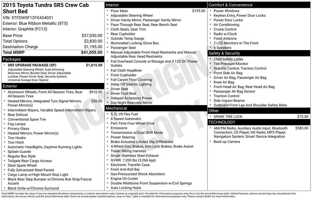 Used 2015 Toyota Tundra SR5 w/ SR5 Upgrade Package image 87