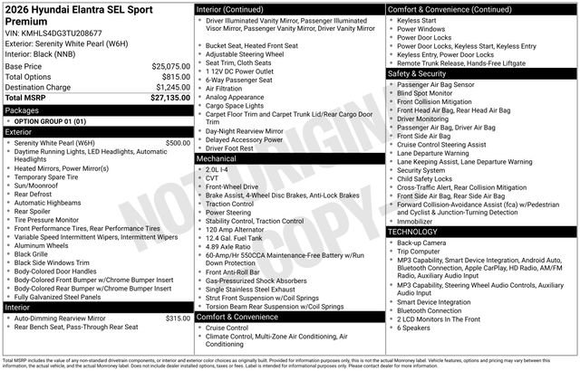 New 2026 Hyundai Elantra SEL Sport Premium FWD image 40