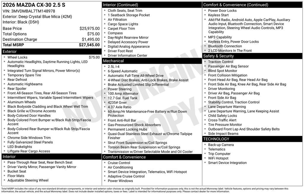 New 2026 MAZDA CX-30 AWD 2.5 S image 11