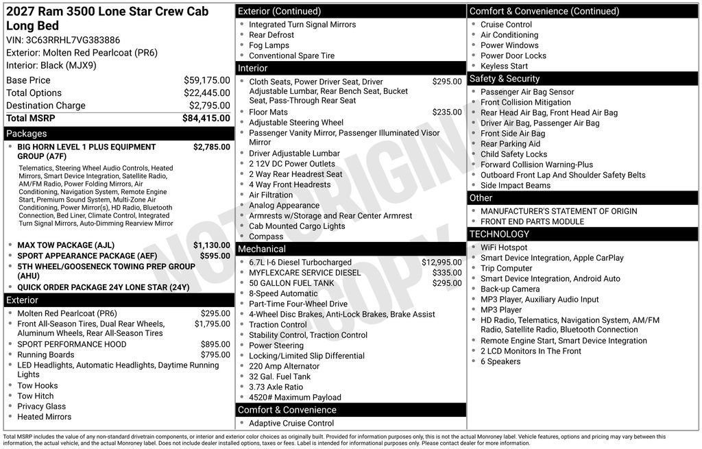 New 2027 RAM 3500 Lone Star AWD/4WD image 34