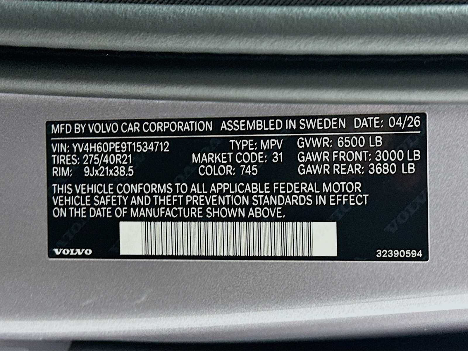 New 2026 Volvo XC90 T8 Plus w/ Protection Package Premier AWD/4WD image 31