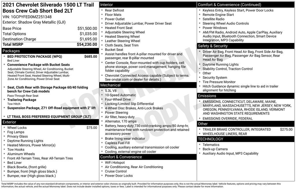 Used 2021 Chevrolet Silverado 1500 LT Trail Boss w/ Bed Protection Package image 24