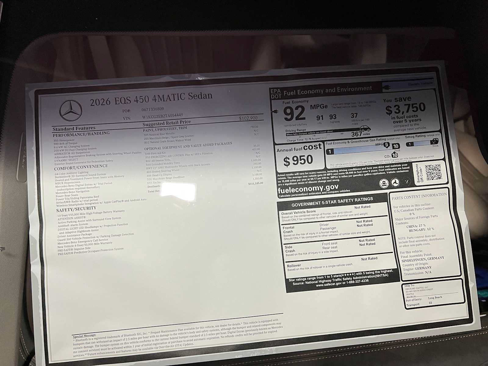 New 2026 Mercedes-Benz EQS 450+ 4MATIC Sedan image 46