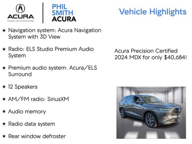 Certified 2024 Acura MDX FWD w/ Technology Package image 5