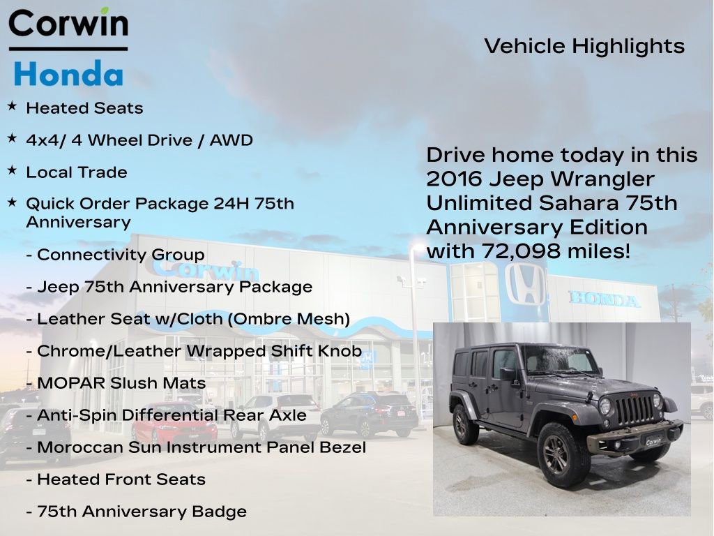 Used 2016 Jeep Wrangler Unlimited Sahara AWD/4WD image 7