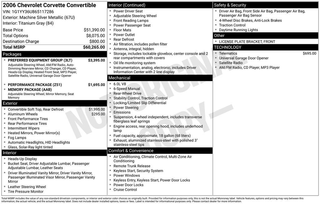 Used 2006 Chevrolet Corvette Convertible w/ Preferred Equipment Group image 48