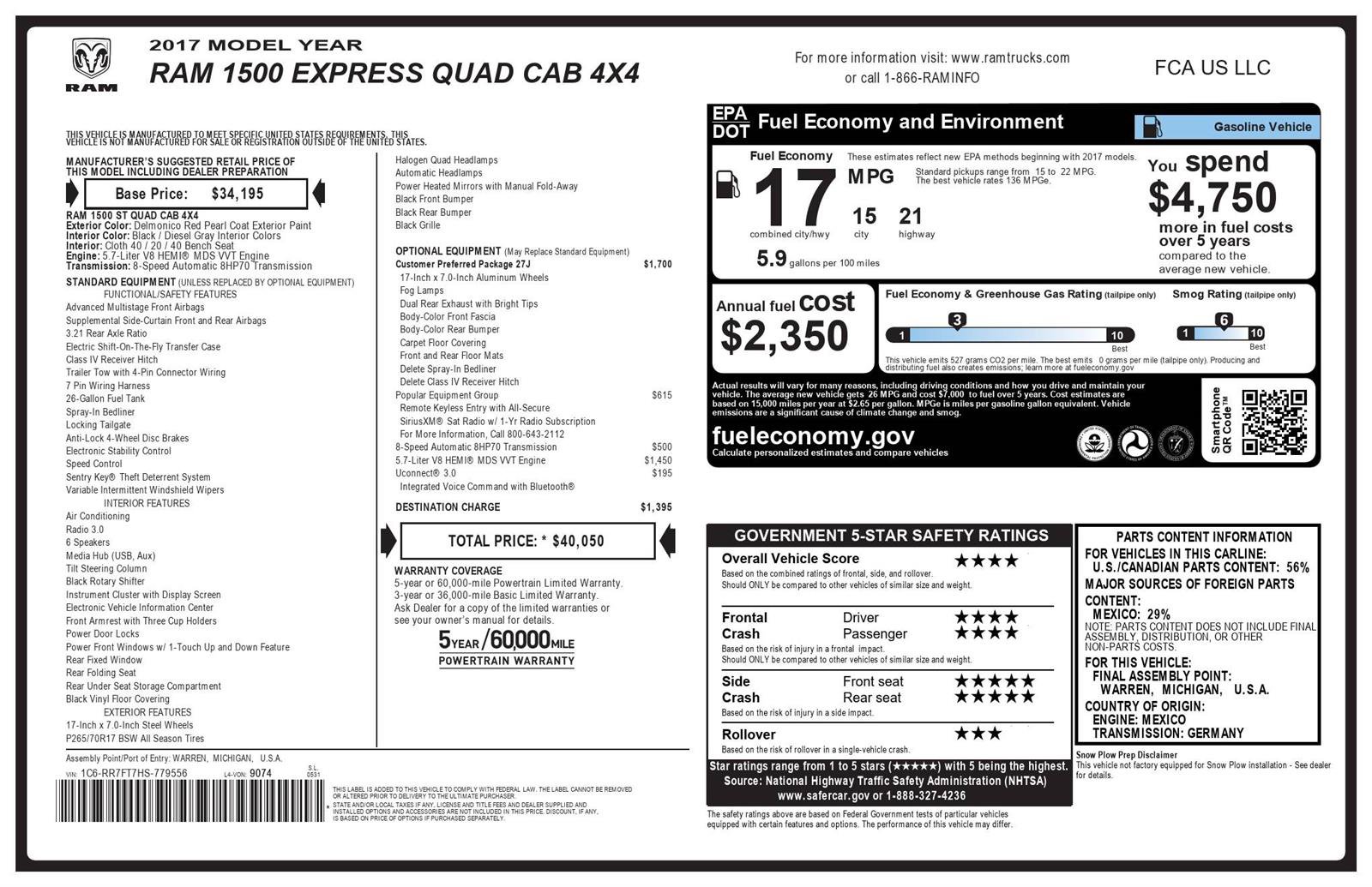 Certified 2017 RAM 1500 Express AWD/4WD image 31