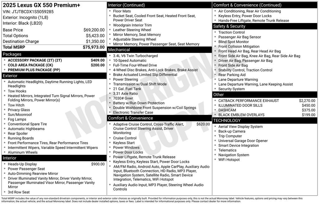 New 2025 Lexus GX 550 550 Premium+ w/ Accessory Package (2T) image 4