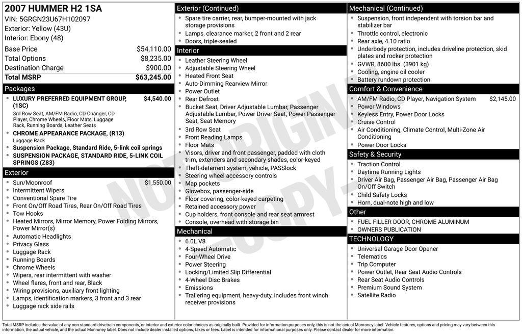 Used 2007 HUMMER H2 image 11