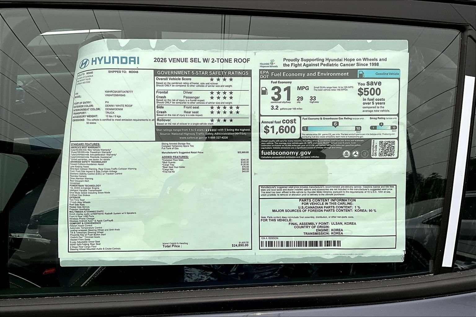 New 2026 Hyundai Venue SEL FWD image 17