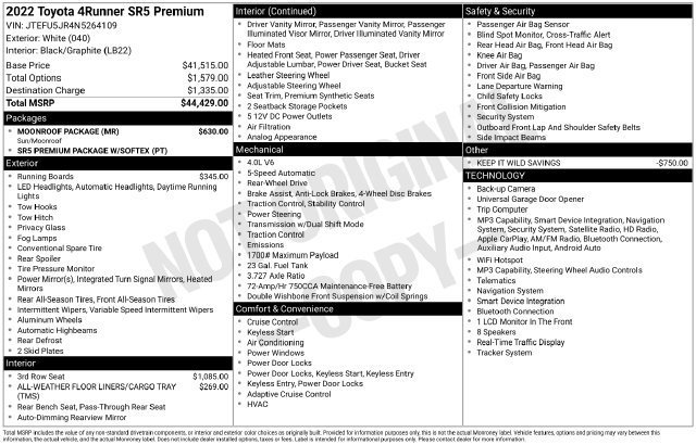 Used 2022 Toyota 4Runner SR5 Premium w/ Moonroof Package RWD image 2
