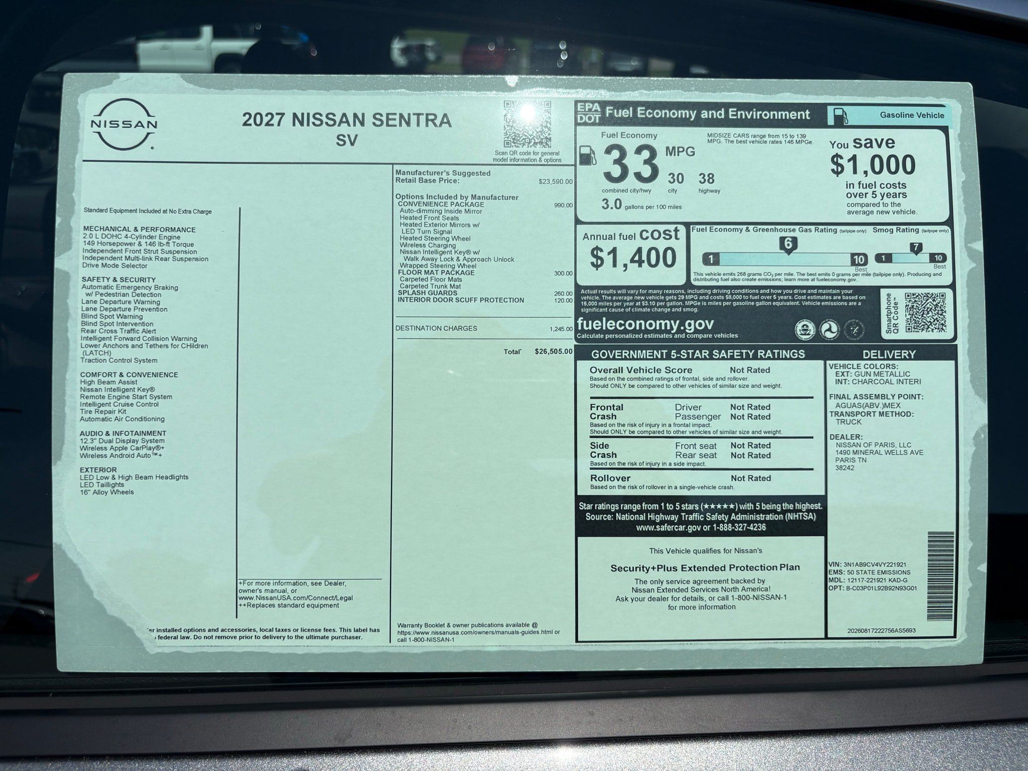 New 2027 Nissan Sentra SV w/ SV Convenience Package FWD image 28