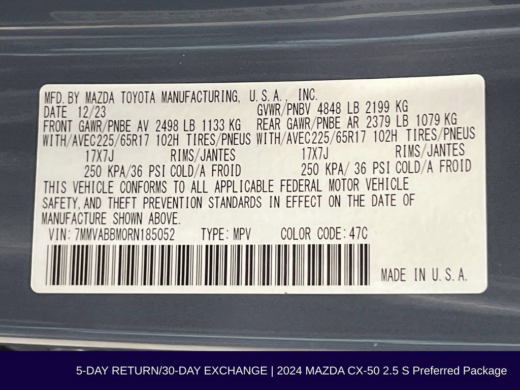 Used 2024 MAZDA CX-50 AWD 2.5 S w/ Cargo Package image 35