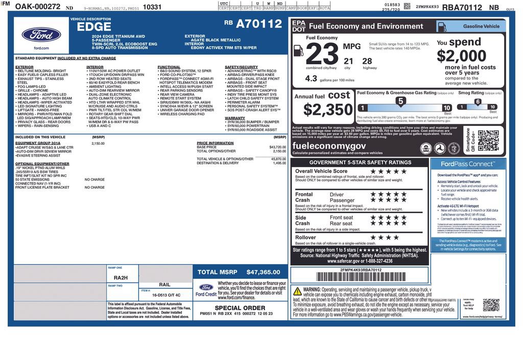 Used 2024 Ford Edge Titanium w/ Equipment Group 301A AWD/4WD image 41