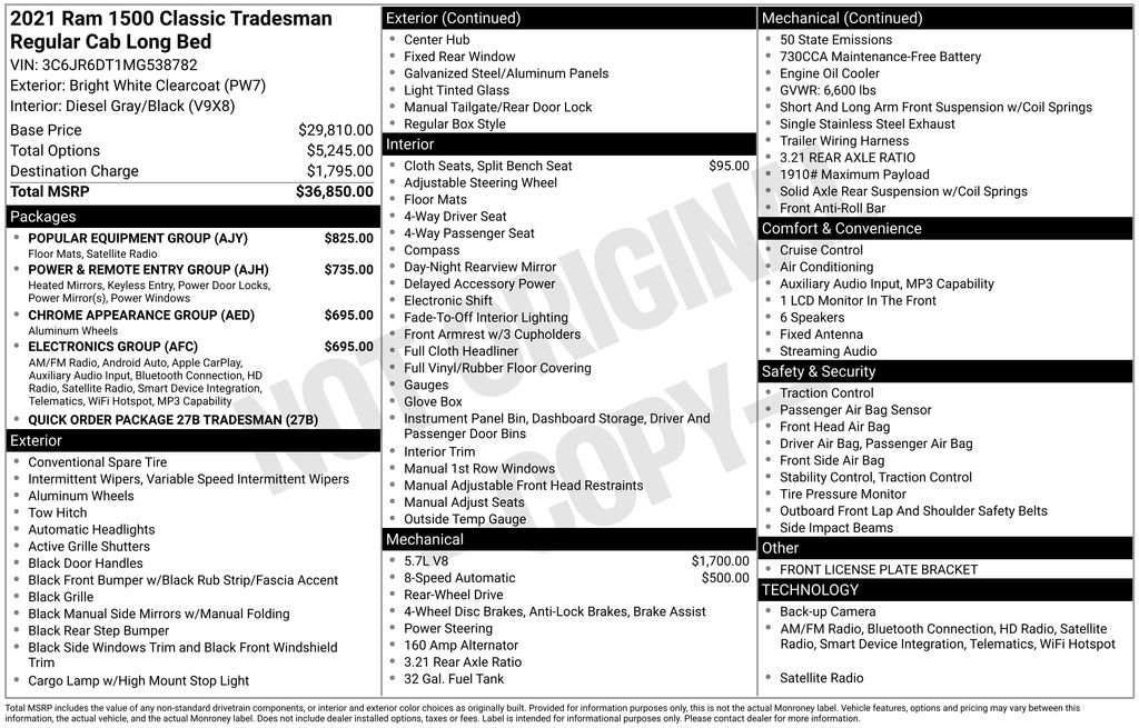Used 2021 RAM 1500 Tradesman w/ Popular Equipment Group RWD image 4