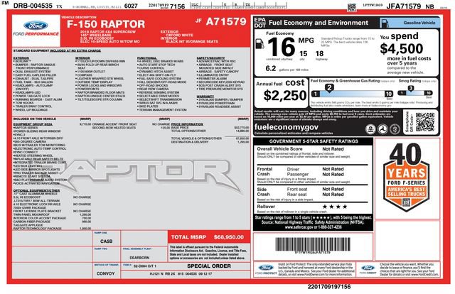 Used 2018 Ford F150 Raptor w/ Equipment Group 802A Luxury AWD/4WD image 6