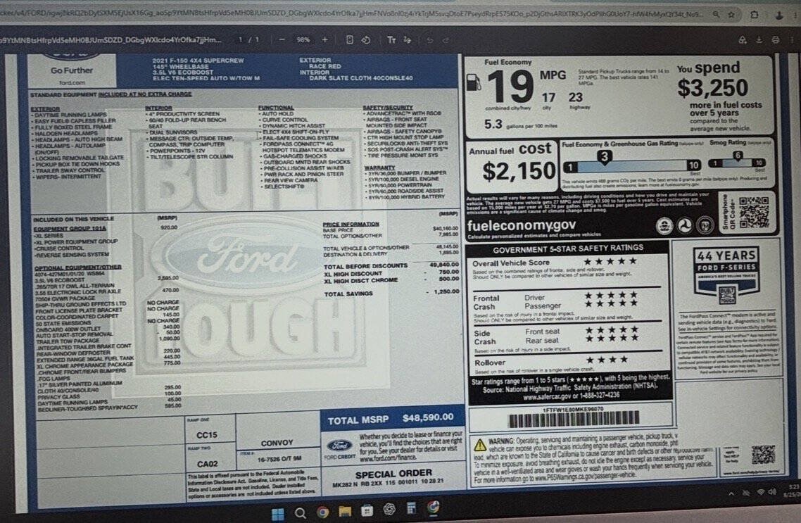 Used 2021 Ford F150 XL w/ Trailer Tow Package AWD/4WD image 17