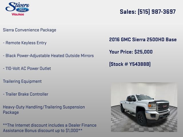 Used 2016 GMC Sierra 2500 4x4 Crew Cab w/ Sierra Convenience Package image 16