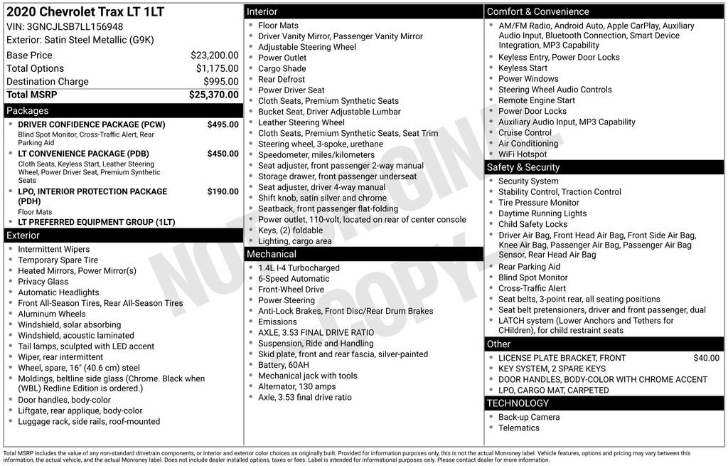 Used 2020 Chevrolet Trax LT w/ Driver Confidence Package FWD image 37