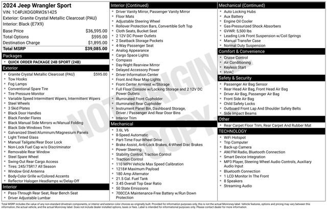 Used 2024 Jeep Wrangler Unlimited Sport AWD/4WD image 4