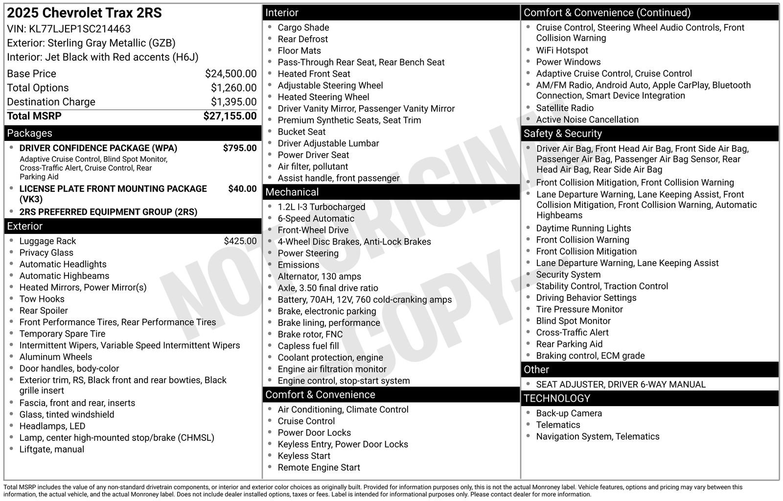 Certified 2025 Chevrolet Trax RS w/ Driver Confidence Package image 8