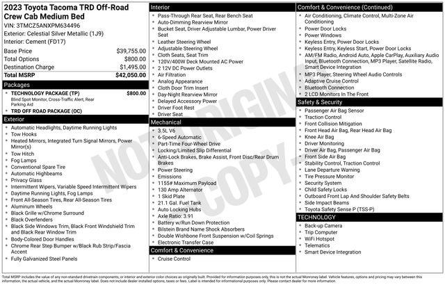 Certified 2023 Toyota Tacoma TRD Off-Road w/ Technology Package AWD/4WD image 30