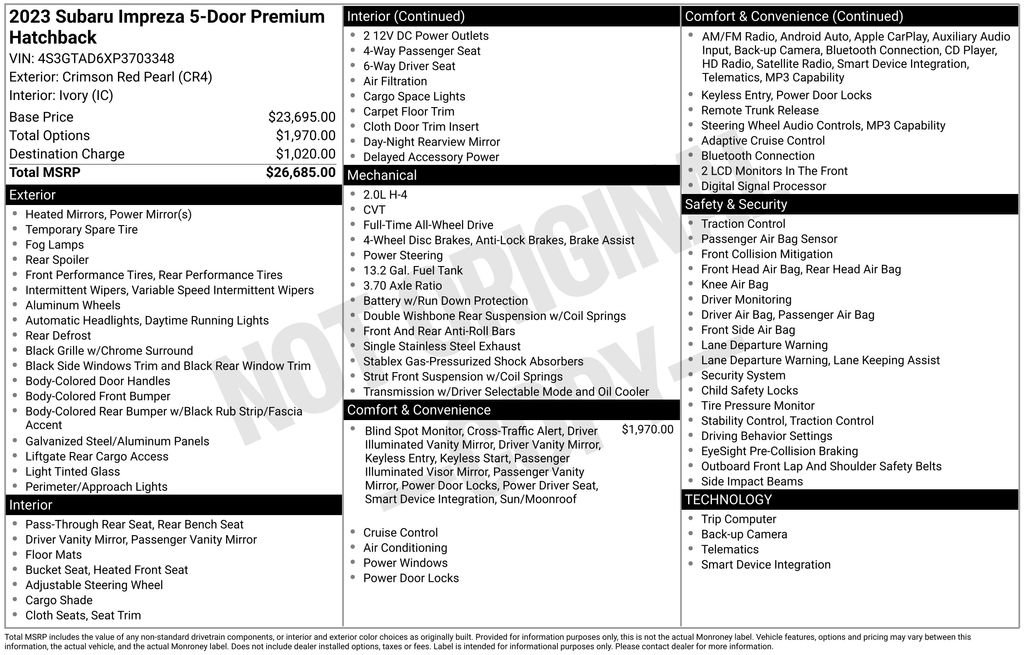 Certified 2023 Subaru Impreza 2.0i Premium AWD/4WD image 11