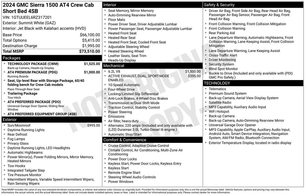 Used 2024 GMC Sierra 1500 AT4 w/ Technology Package AWD/4WD image 2