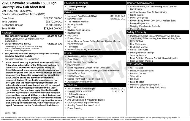 Used 2020 Chevrolet Silverado 1500 High Country w/ Technology Package AWD/4WD image 55