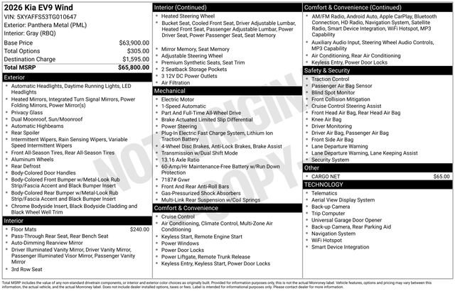 New 2026 Kia EV9 Wind image 15