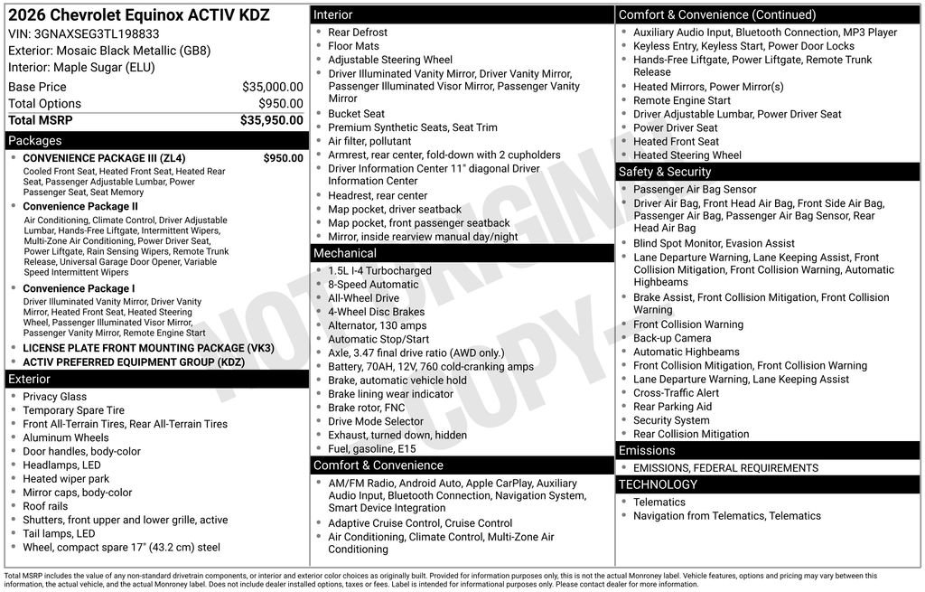 New 2026 Chevrolet Equinox ACTIV w/ Convenience Package III image 50
