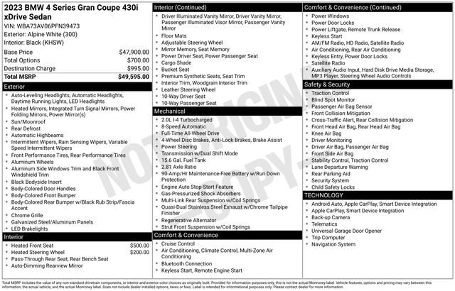 Used 2023 BMW 430i Gran Coupe xDrive w/ M Sport Package image 46