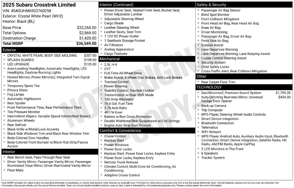 Certified 2025 Subaru Crosstrek 2.5i Limited AWD/4WD image 7