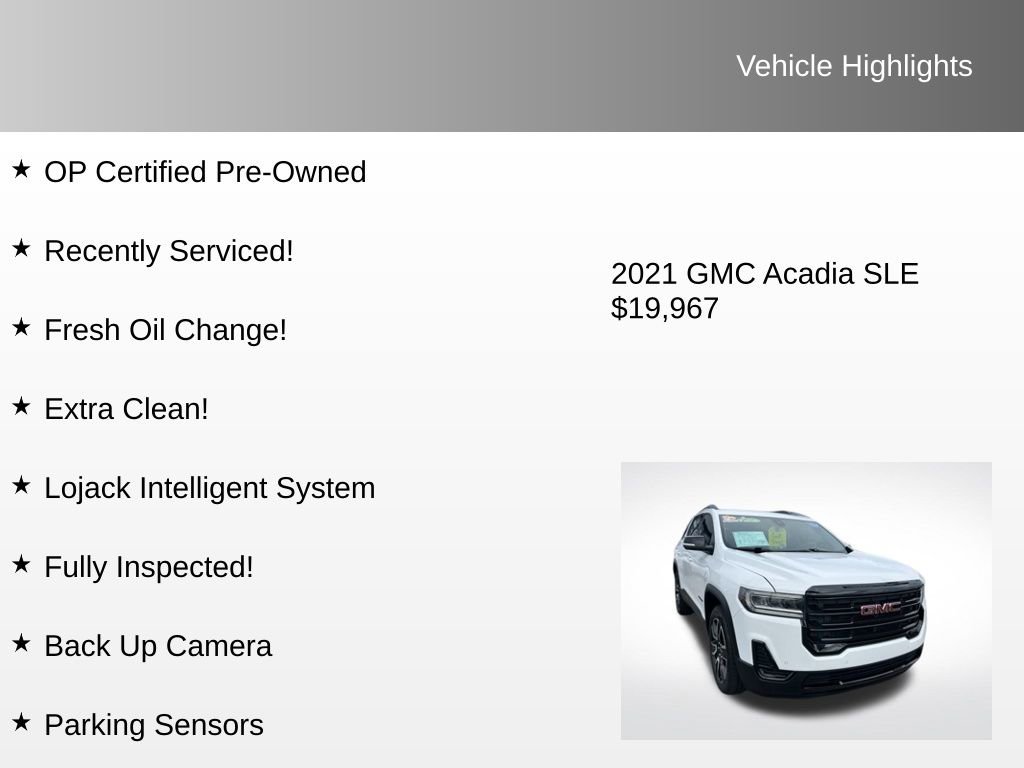 Used 2021 GMC Acadia SLE w/ Driver Convenience Package image 4