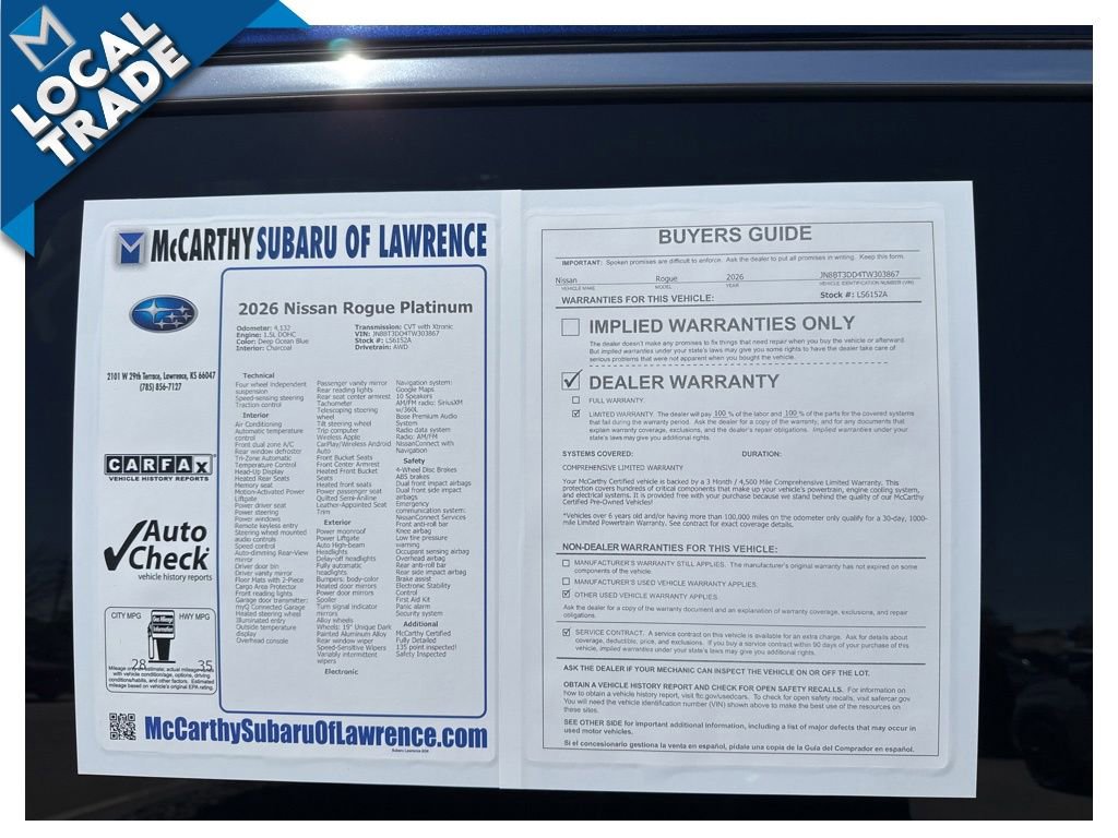 Used 2026 Nissan Rogue Platinum w/ Platinum Premium Package AWD/4WD image 8