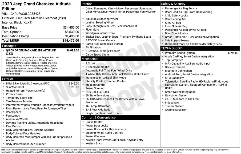 Used 2020 Jeep Grand Cherokee Altitude AWD/4WD image 15