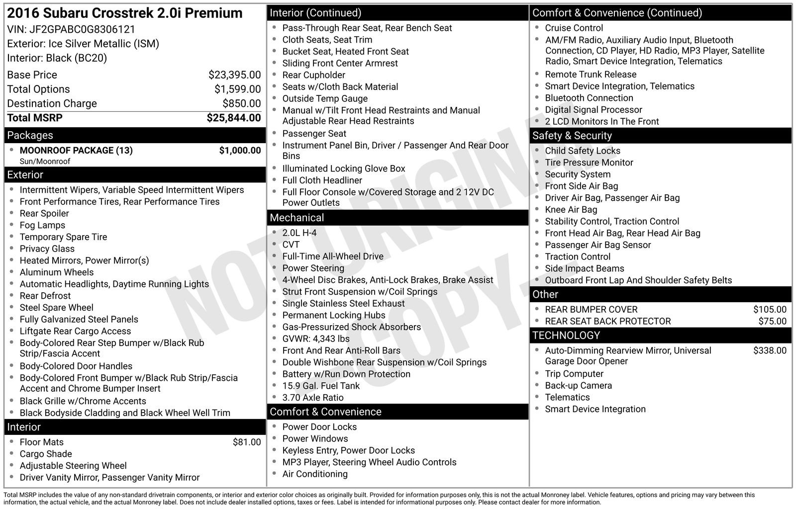 Used 2016 Subaru Crosstrek 2.0i Premium w/ Moonroof Package image 35