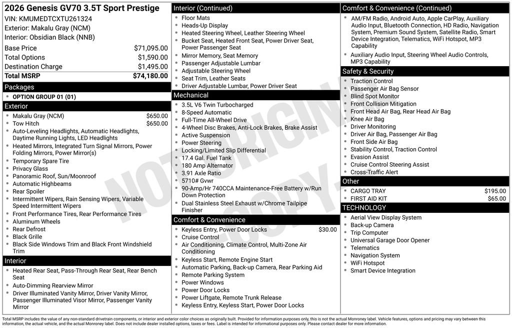 New 2026 Genesis GV70 3.5T Sport Prestige image 9
