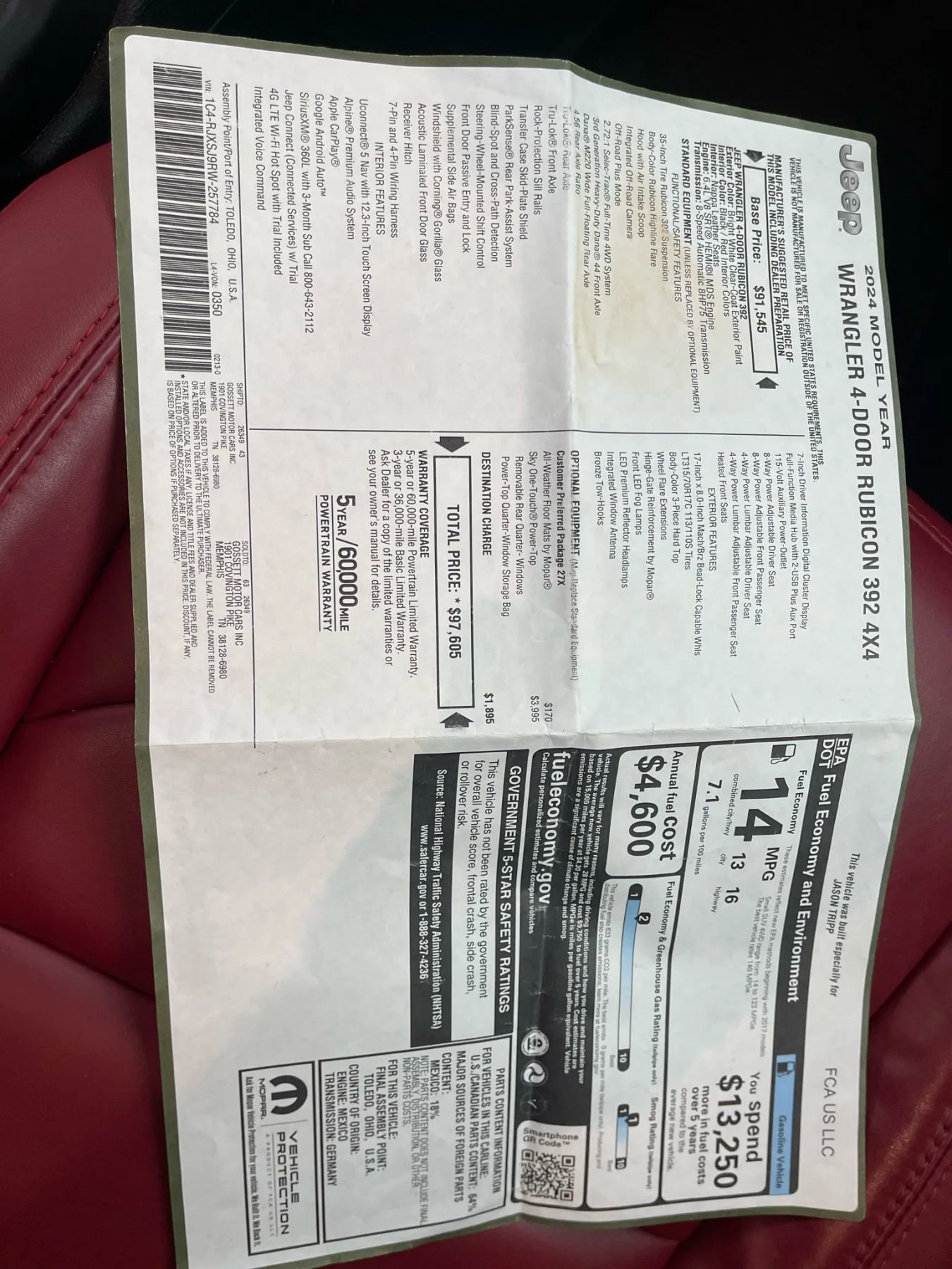 Used 2024 Jeep Wrangler Unlimited Rubicon 392 image 23