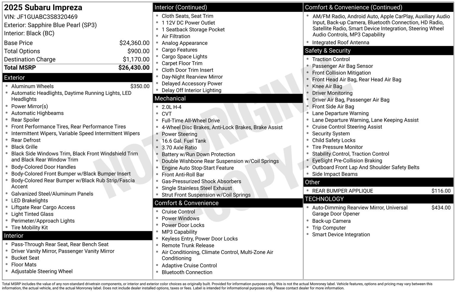 Certified 2025 Subaru Impreza 2.0i AWD/4WD image 33