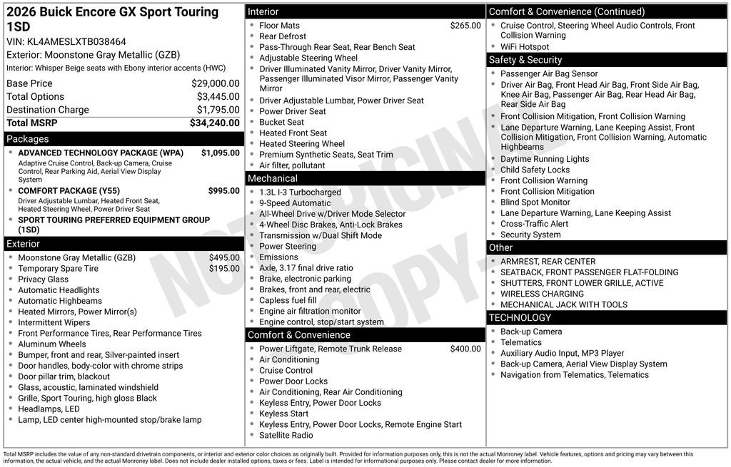 New 2026 Buick Encore GX Sport Touring w/ Advanced Technology Package image 2