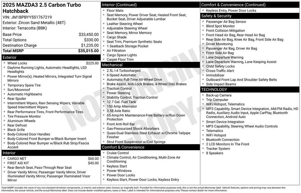 Certified 2025 MAZDA MAZDA3 Carbon AWD/4WD image 5