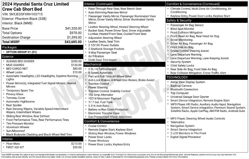 Certified 2024 Hyundai Santa Cruz Limited AWD/4WD image 26