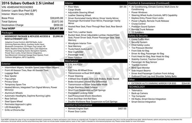 Used 2016 Subaru Outback 2.5i Limited image 19