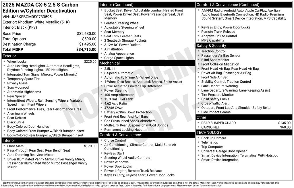 Certified 2025 MAZDA CX-5 Carbon Edition AWD/4WD image 33